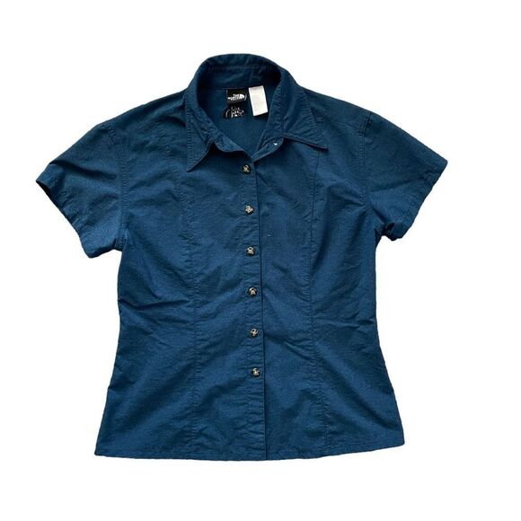 THE NORTH FACE Short Sleeve Button Down Shirt Blue Size Medium - Picture 1 of 6